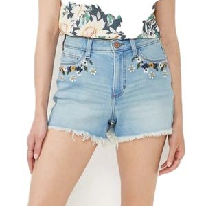 Women's LC Lauren Conrad 3.5" Embroidered Cutoff-Hem High-Waisted Jean Shorts
